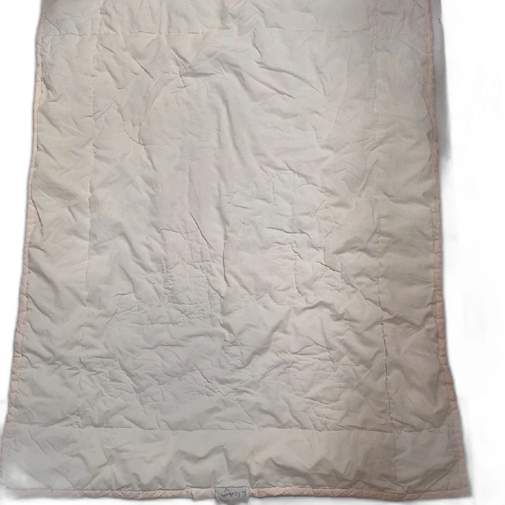 Vintage 90s Pastel Floral Embroidered Baby Quilt - Nursery Blanket Cream/Green
